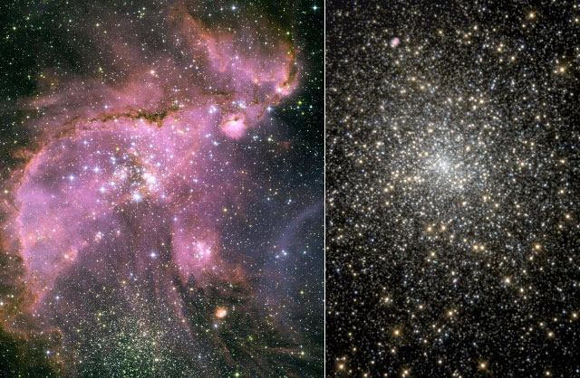  ,   ,   .     ( ,    )     ,               .       .        ,     .           NGC 346        (    210 000  )    (Tucana).       .    2004  ( NASA, ESA, and A.Nota, STScI/ESA).           M15    (Pegasus)  40 000     ( NASA and STScI/AURA).      (.    )  ,    .         ,               !               -      . (   hubblesite.org)