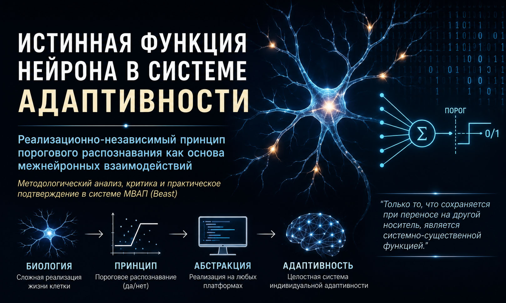 Функциональность нейрона в системе индивидуальной адаптивности