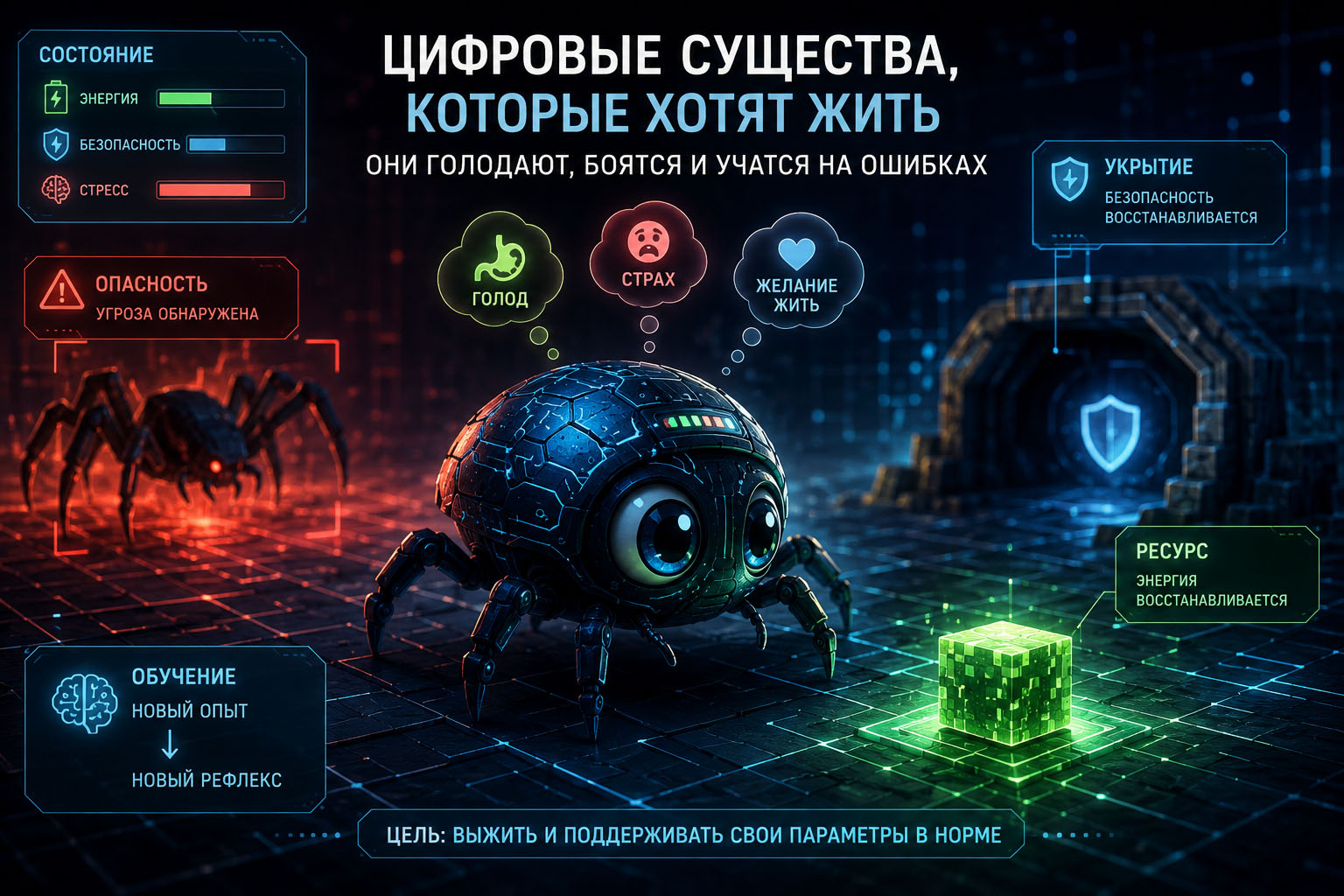 Живой код: про цифровых существ, которым больно, страшно и хочется есть