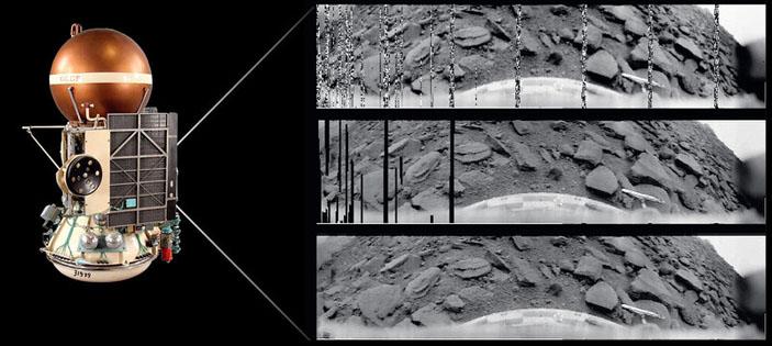 Советский зонд «Венера-9» и снятые им панорамы («Популярная механика» №1, 2019)
