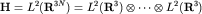 ${bf H}=L^2({bf R}^{3N})=L^2({bf R}^3)otimescdotsotimes L^2({bf R}^3)$