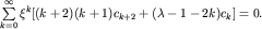 $sumlimits_{k=0}^{infty}xi^k[(k+2)(k+1)c_{k+2}+(lambda-1-2k)c_k]=0.$